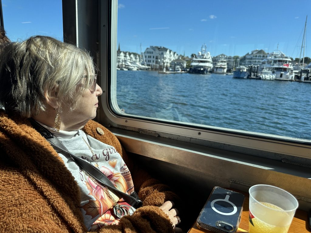 IMG_6931 - IN-SIGHT A woman looks out a window at water and boats